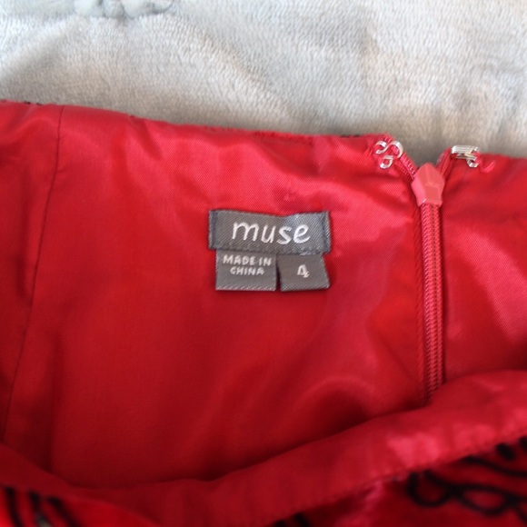 Muse Red Velvet Black Beaded Fringe Midi or Maxi Skirt 4 - Picture 4 of 8